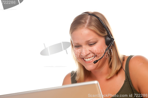 Image of Attractive Customer Support Woman Smiles