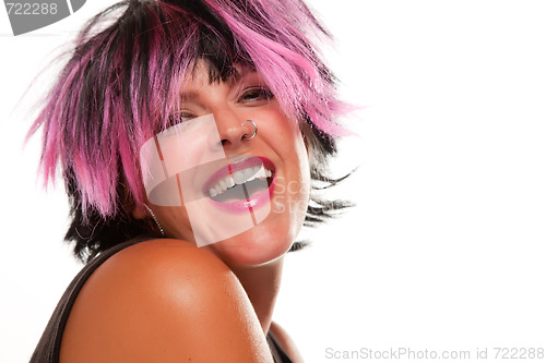 Image of Pink And Black Haired Girl Portrait