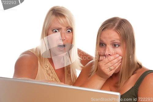 Image of Two Shocked Women Using Laptop