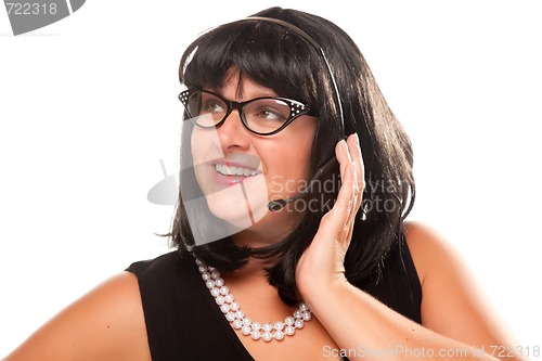 Image of Black Haired Retro Receptionist