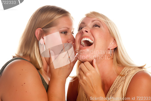 Image of Two Blonde Woman Whispering Secrets