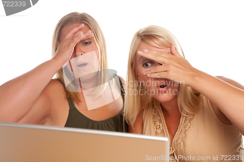 Image of Two Shocked Women Using Laptop