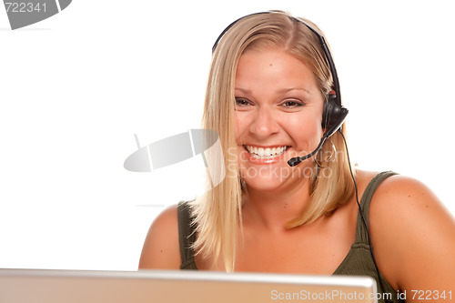 Image of Attractive Customer Support Woman Smiles