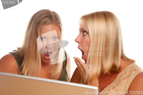 Image of Two Shocked Women Using Laptop