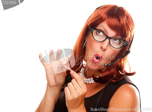 Image of Red Haired Retro Receptionist