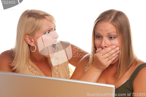 Image of Two Shocked Women Using Laptop