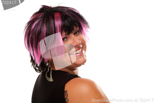 Image of Pink And Black Haired Girl Portrait