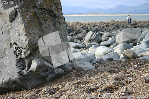 Image of large rock on beach