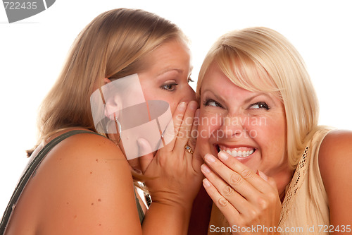 Image of Two Blonde Woman Whispering Secrets
