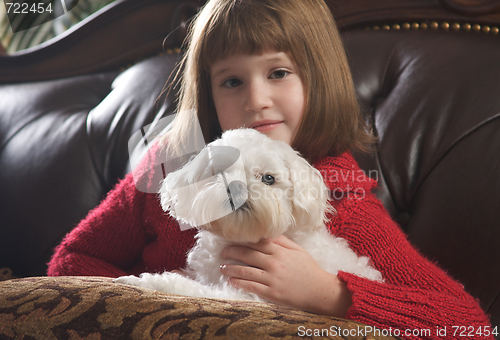 Image of Young Girl with Her Maltese