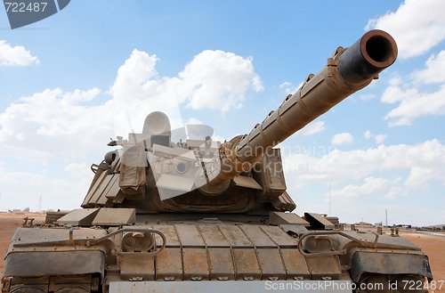 Image of Old Israeli Magach tank near the military base in the desert 