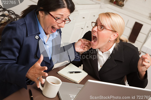 Image of Businesswomen Celebrate Success on the Laptop
