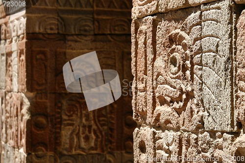 Image of "Palace of Quetzal Butterfly" wall detail in Teotihuacan pyramid