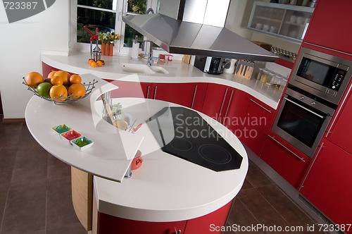 Image of Red modern kitchen