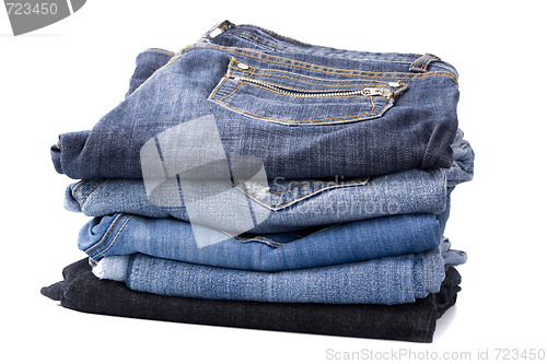 Image of stack of blue jeans