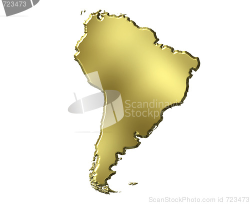 Image of South America 3d Golden Map