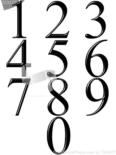 Image of 3d black numbers with reflection