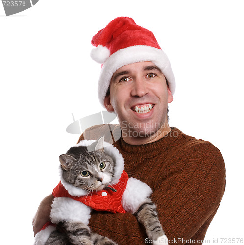 Image of Chistmas Man and his Cat