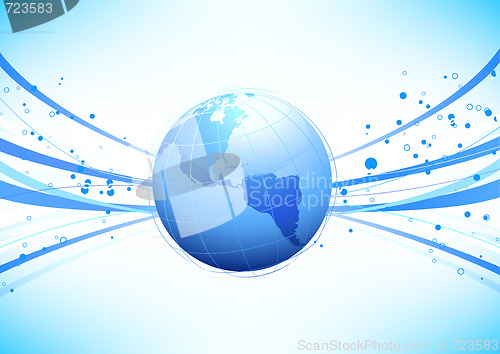 Image of composition of curved lines and globe