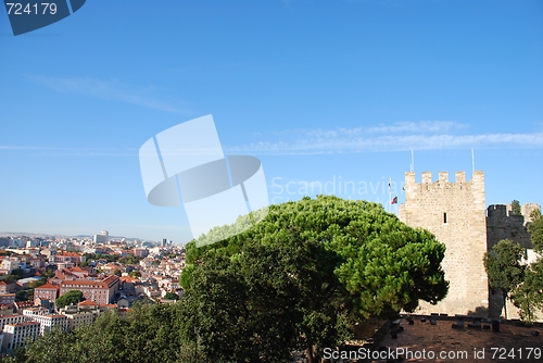 Image of Sao Jorge Castle in Lisbon, Portugal (view to downtown)