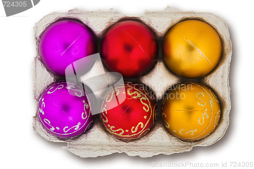 Image of Christmas Baubles in an Eggbox