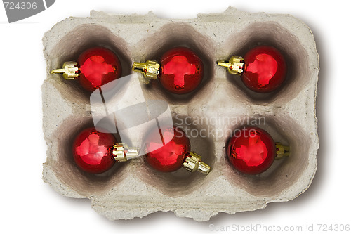 Image of Christmas Baubles in an Eggbox