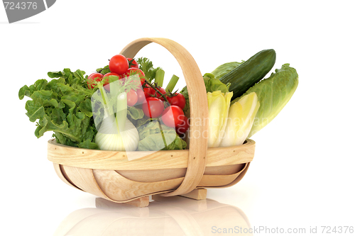 Image of Basket of Fresh Salad Vegetables
