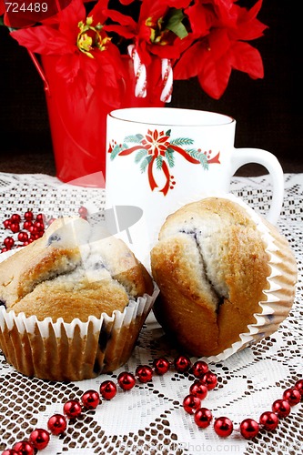 Image of Blueberry muffins with coffee