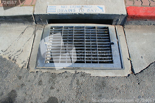 Image of No Dumping Drains to Bay Sign