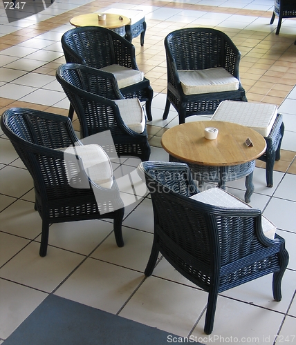 Image of Rattan furniture in a hotel