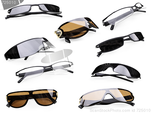 Image of Collage of isolated sunglasses