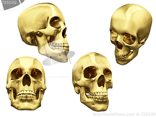 Image of Collage of isolated gold skulls
