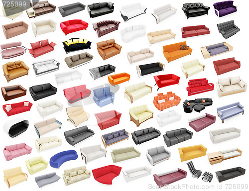 Image of Collection of isolated sofas