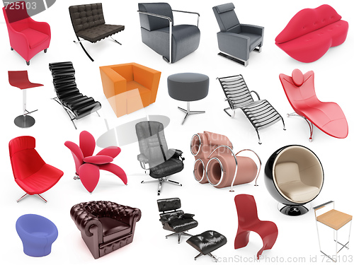 Image of Collage of isolated armchairs