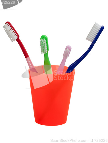 Image of Toothbrushes and cup