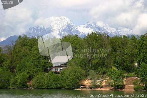 Image of house on bank of lake
