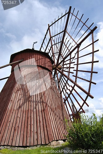 Image of Composition of Ancient Wooden Windmills