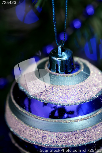 Image of Christmas ornaments on tree.