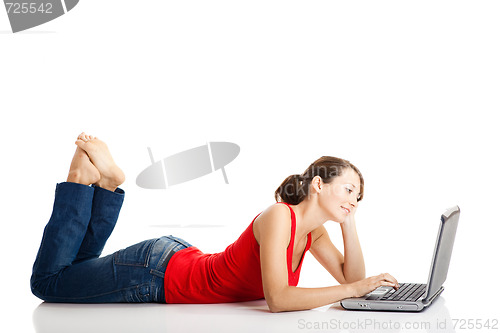 Image of Young woman using a laptop