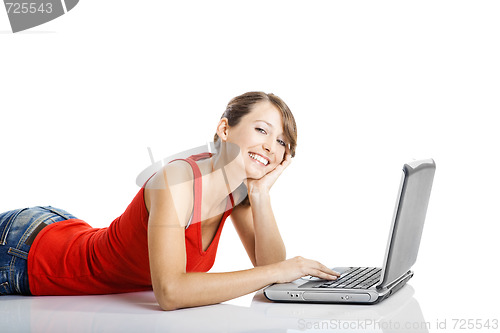 Image of Young woman using a laptop