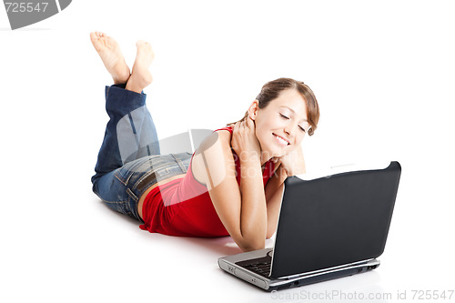 Image of Young woman using a laptop