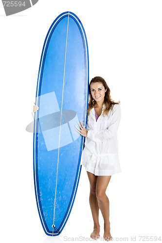 Image of Woman with a surfboard