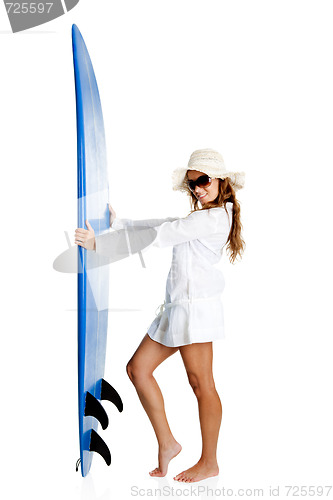 Image of Woman with a surfboard