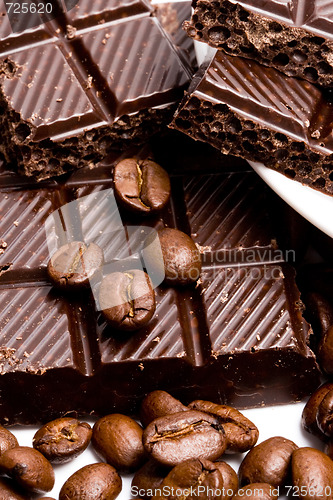 Image of coffee beans with chocolate