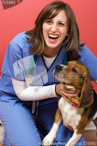 Image of Veterinarian With a Beagle