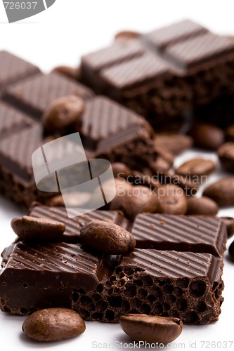 Image of coffee beans and black chocolate
