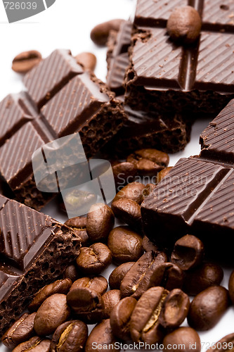 Image of coffee beans and black chocolate