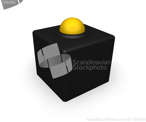 Image of yellow ball on black cube