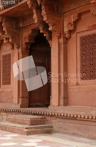 Image of Temple with engraved walls in Fatehpur Sikri, India 