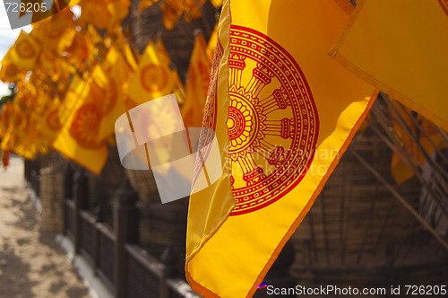 Image of Yellow flags near Asian Wat
